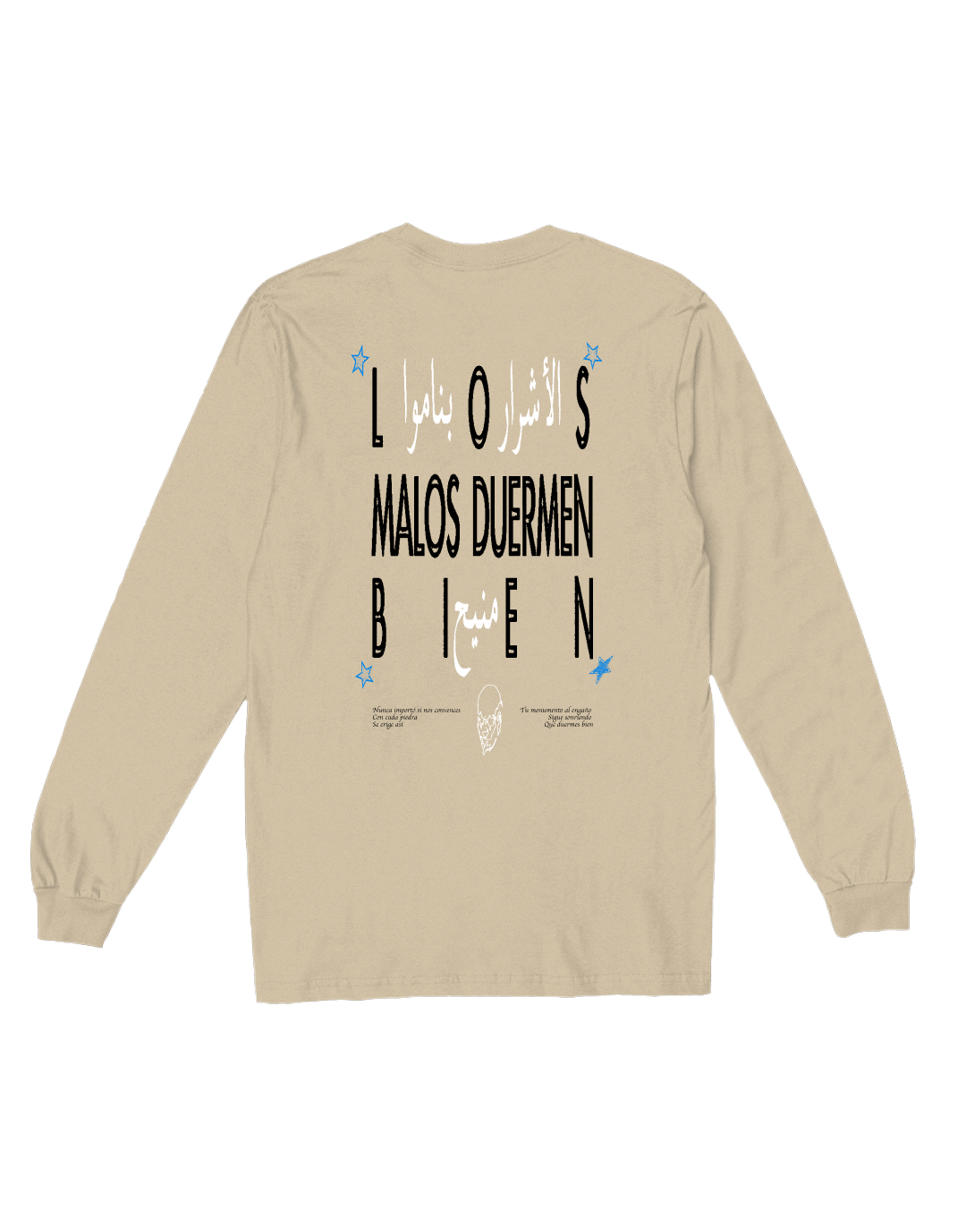 Playera Manga Larga Los Malos Duermen Bien Beige